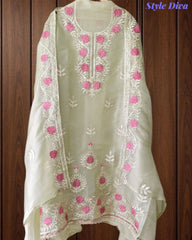 Shimmer Tissue Unstitched Suit with Gotta Work, Embroidery & Matching Embellished Dupatta