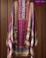 Gajji Silk Digital Printed Unstitched Suit with Mirror Highlighting & Matching Dupatta