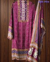Gajji Silk Digital Printed Unstitched Suit with Mirror Highlighting & Matching Dupatta