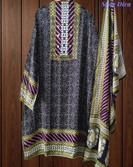 Gajji Silk Digital Printed Unstitched Suit with Mirror Highlighting & Matching Dupatta