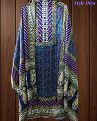Gajji Silk Digital Printed Unstitched Suit with Mirror Highlighting & Matching Dupatta