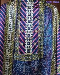 Gajji Silk Digital Printed Unstitched Suit with Mirror Highlighting & Matching Dupatta
