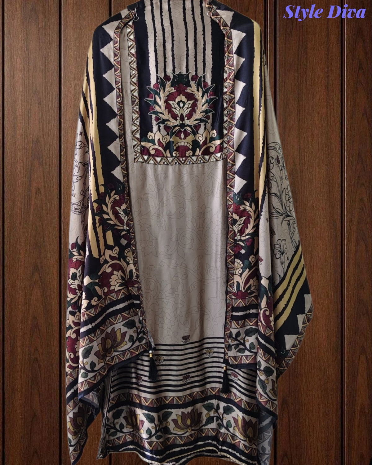 Gajji Silk Digital Printed Unstitched Suit with Mirror Highlighting & Matching Dupatta