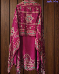 SD1241-Crepe Unstitched Suit Set with Overall Zari Highlighting and  Chinnon Digital Print Dupatta