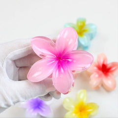 Hawaiian Flower Hair Claw Clips, Plumeria Design,Glossy Finish ,  Multicolour