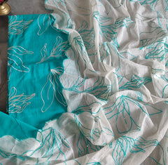 Floral Thread Embroidered Cotton Un Stitched Suit