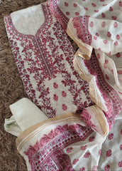 Linen  Embroidery UnStitched Suit