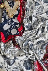 Pure Cotton Unstitched Suit Set with Mul Mul Printed Dupatta & Neck Embroidery