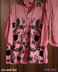 Muslin Embroidery Co-Ord Set – 2 Pc Shirt & Stitched Pants