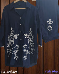 Muslin Embroidery Co-Ord Set – 2 Pc Shirt & Stitched Pants