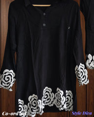 Rayon Co-Ord Set with Thread Embroidery – 2 Pc Kurta & Pant Set