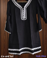 Muslin Top with Crochet Lacing & Tulip Pants Co-Ord Set (2 Pc Set)