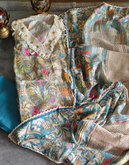 Muslin Digital Print Semi-Stitched Suit with Croatia Laced Dupatta