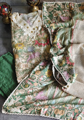 Muslin Digital Print Semi-Stitched Suit with Croatia Laced Dupatta