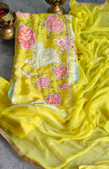 Muslin Digital Print Suit with Highlighting Sequin Work & Chiffon Dupatta (Unstitched)