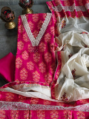 Cotton Printed Suit with Croatia Neck Design & Matching Dupatta (Unstitched)