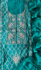 Organza Embroidered Unstitched Suit with Chiffon Dupatta 🌸