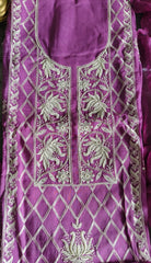 Organza Embroidered Unstitched Suit with Chiffon Dupatta 🌸