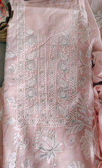Mul Cotton Chikan-Kari & Zari Embroidery Festive Unstitched Suit (3 Pc Set)