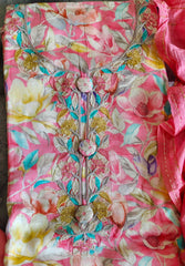 Elegant Cotton Suit with Kashmiri Embroidery & Muslin Dupatta