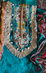 Crepe Digital Printed Unstitched Suit with Gotta Highlighting & Neck Work