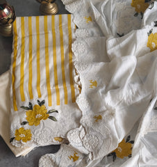 Soft Mul Chanderi Embroidered Suit Set with Elegant Detailing