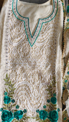 Pakistani Style Cotton Suit Set with Crochet Lace Semi Stitched Suit