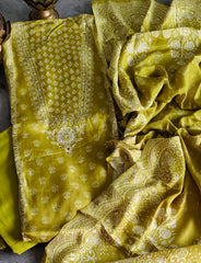 Pakistani Style Muslin Semi- Stitched Suit with Digital Print, Crochet & Mirror Highlights