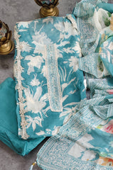 Soft Organza Mirror Work Semi-Stitched Suit with Lace Dupatta 🌸