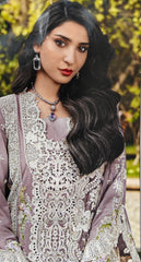 Elegant Embroidered Unstitched Suit – Cotton Kurta with Organza Daman & Soft Dupatta