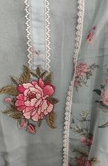 Elegant Organza Crochet Lace & Patch Embroidery Unstitched Suit Set (3 Pc)