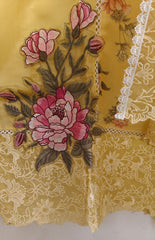 Elegant Organza Crochet Lace & Patch Embroidery Unstitched Suit Set (3 Pc)