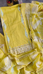 Pure Cotton Printed Suit with Pearls & Sequin Highlighting