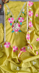Designer Soft Mul Cotton Unstitched Suit – 3D Embroidery & Crochet Lace