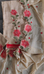 Designer Crepe Embroidered Suit with Scalloped Dupatta
