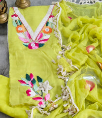 Luxe Organza 3D Embroidered Suit Set with Artistic Chiffon Dupatta