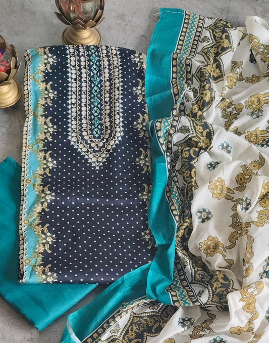Elegant Cotton Digital Print Handwork Suit Set