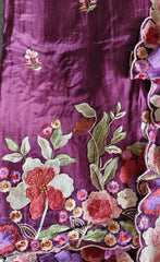 Parsi Embroidery- Designer Crepe Suit with Scalloped Chinnon Dupatta