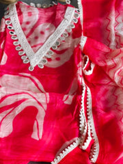 Glass Organza Suit with Real Mirror Work & Crochet Lacing | Semi-Stitched Elegance