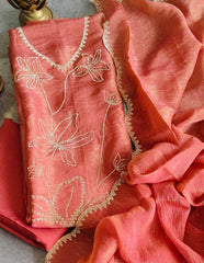 Shimmer Tissue Unstitched Suit Set with All-Over Swarovski Work