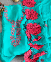 Luxury Organza Suit Set with Scalloped Dupatta & Intricate Detailing