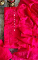 Luxury Upara Silk Embroidered Unstitched Suit Set with Scalloped Dupatta