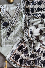 Muslin Digital Printed Semi-Stitched Suit with Mirror & Pearl Highlighting