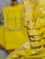 Radiant Shimmer Tissue Suit Set with Cut Dana & Banarasi Dupatta