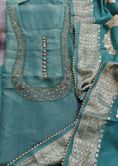 Radiant Shimmer Tissue Suit Set with Cut Dana & Banarasi Dupatta