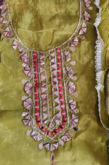 Muslin Elegance: Self-Design Kurta with Gotta Embellished Chiffon Dupatta