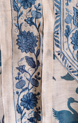 Printed cotton Linen Kurta with Crochet & Embroidered Dupatta: Suit Set