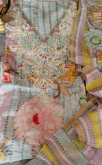 Exquisite Glass Organza Digital Print Semi-Stitched Suit with Hand Work and Pearl Highlighted Daman