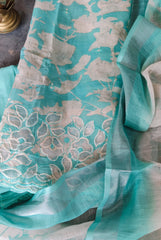 Elegant Cotton Linen Suit with  Laser-Cut Detailing & Embroidery