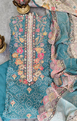 Elegant Crepe Digital Print Suit with Pearl & Mirror Highlights